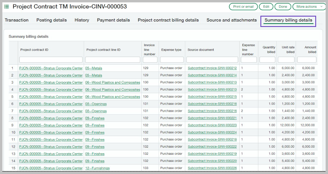 SIC 2024 R4 - Summary Billing Details Tab