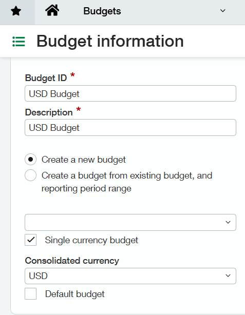 Sage Intacct Budget Consolidation - creating a budget after setup