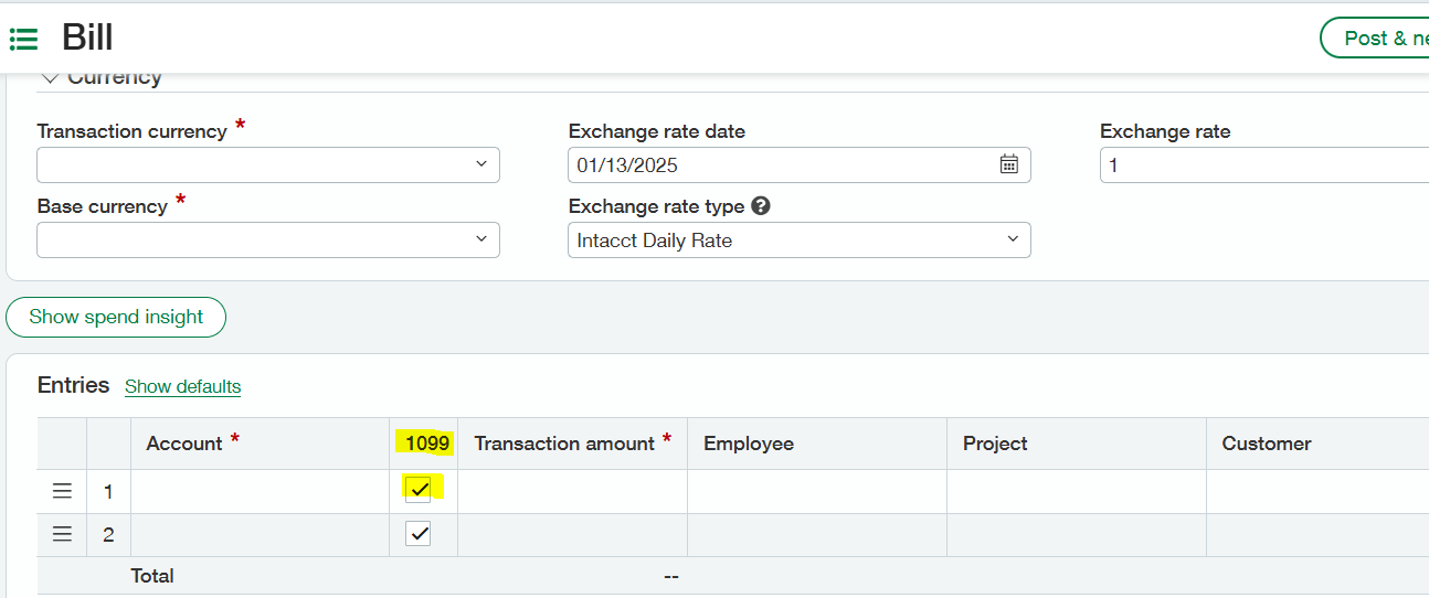 Bill - 1099 Box Checked