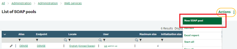 WSDay1 - Click Actions > New SOAP pool