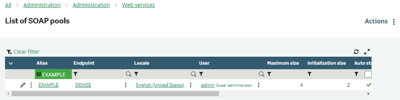 WSDay1 - List of Newly Configured SOAP Pool