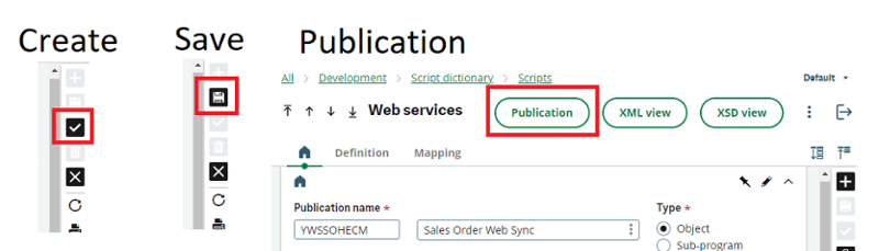 WSDay2 - Create, Save Publication button locations