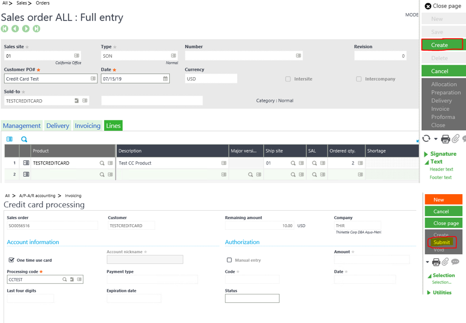 Paya Credit Card Flow in Sage X3